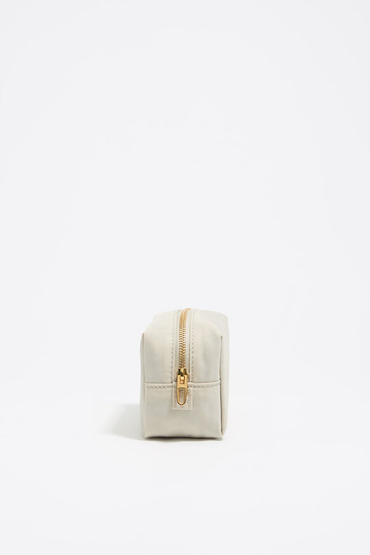 Small stone white nylon make-up case