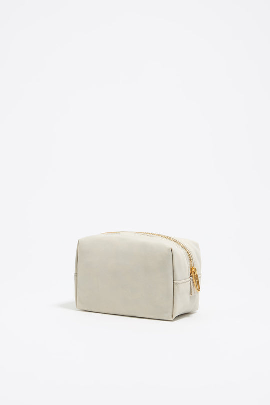 Small stone white nylon make-up case