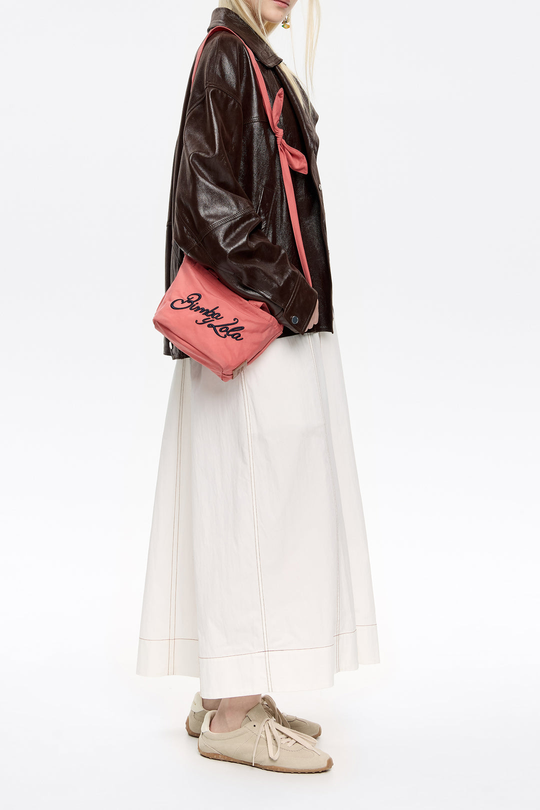 Pink nylon mini shopper bag