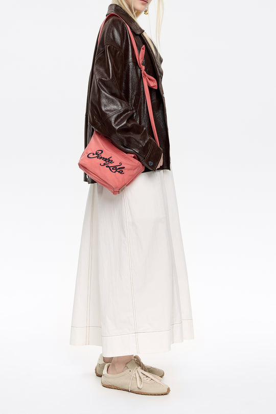 Pink nylon mini shopper bag