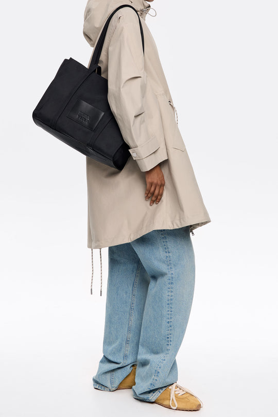 Large black nylon shopper bag