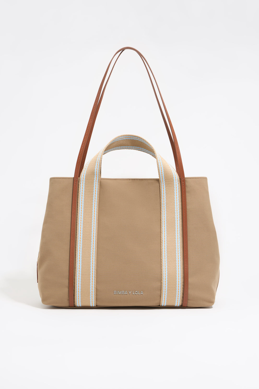 Large camel gabardine Chihuahua shopper bag