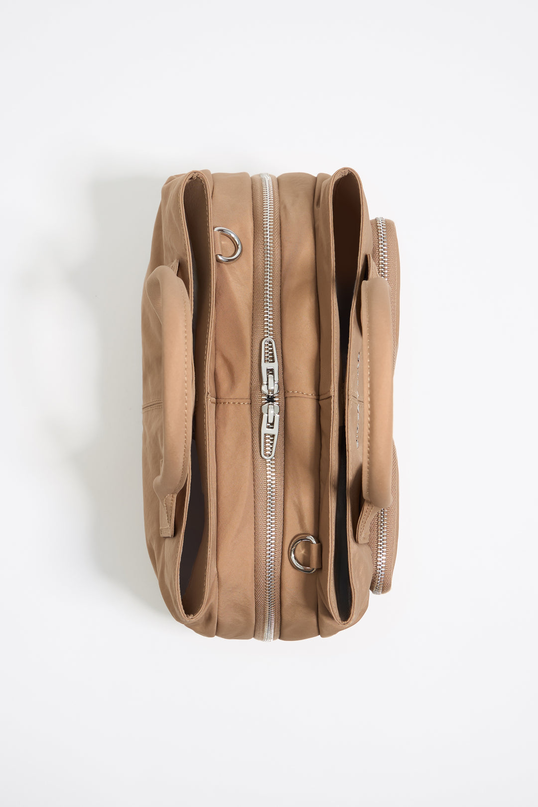 Large bark brown nylon Pocket handbag