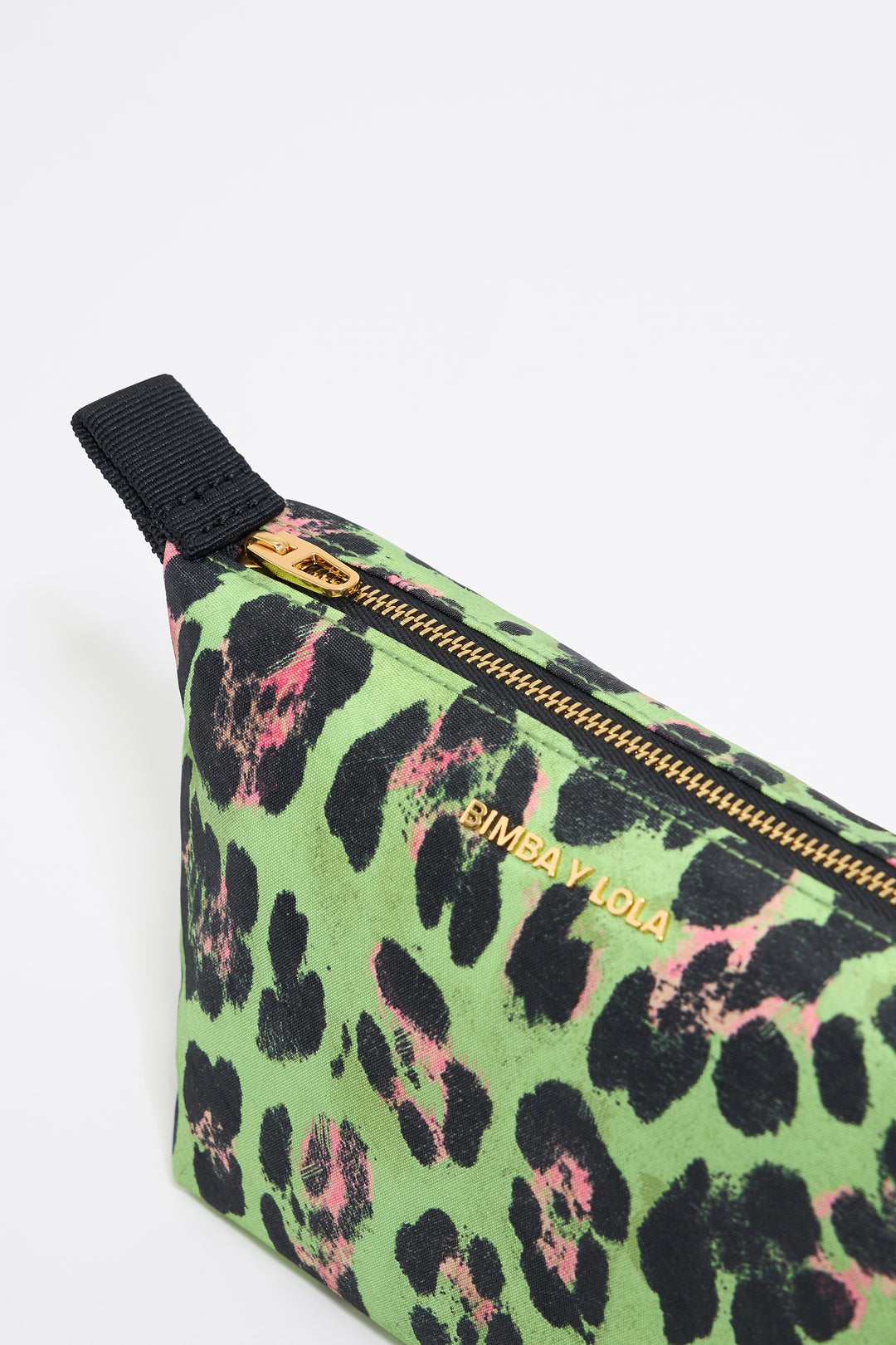 Small green Leopard nylon make-up case