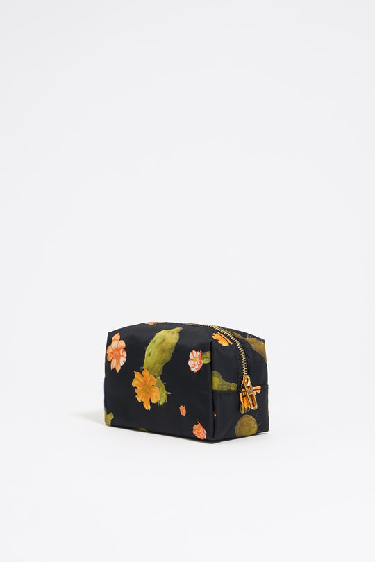 Small black Cactus nylon make-up case