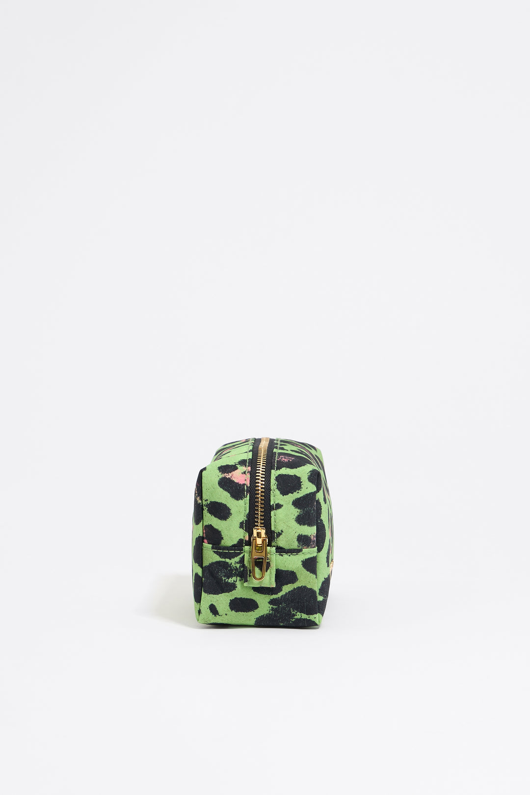 Small green Leopard nylon make-up case