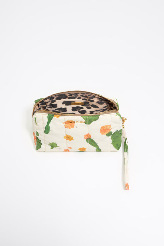 Medium ivory Cactus nylon make-up case
