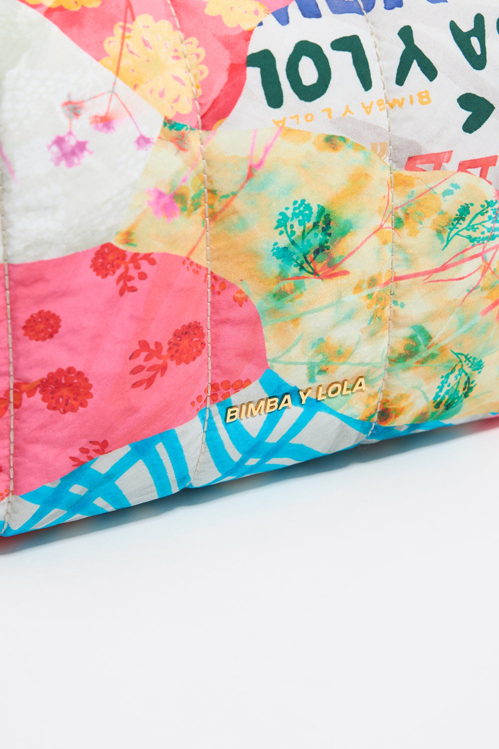Medium pink nylon Patchwork make-up case