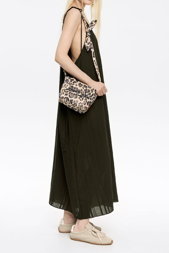 Beige Leopard mini shopper bag