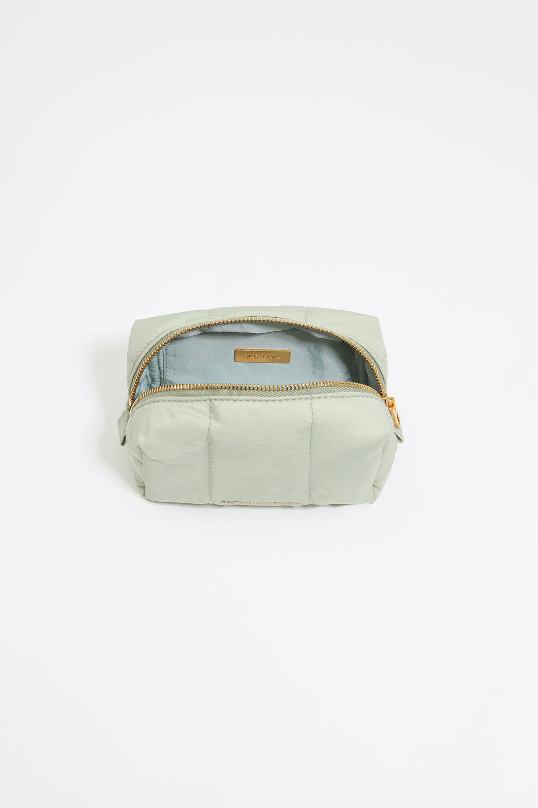 Small aquamarine nylon make-up case