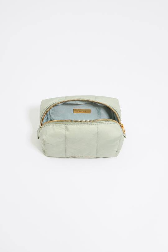 Small aquamarine nylon make-up case