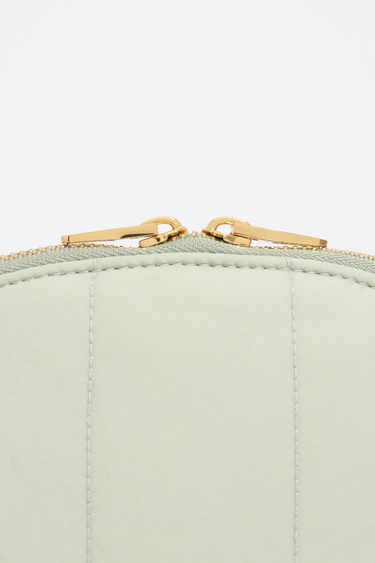 Medium aquamarine nylon half-moon make-up case