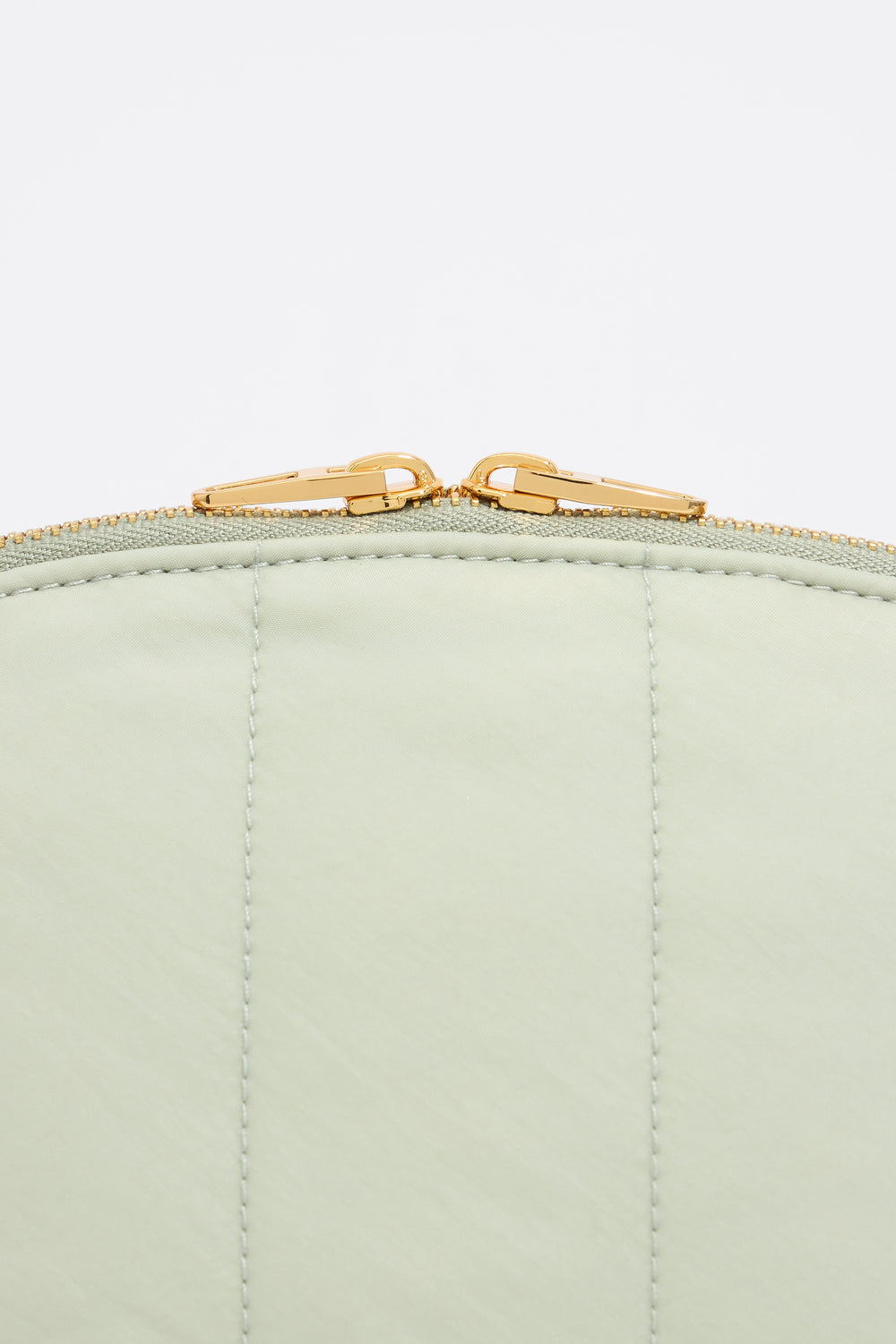 Large aquamarine nylon half-moon make-up case
