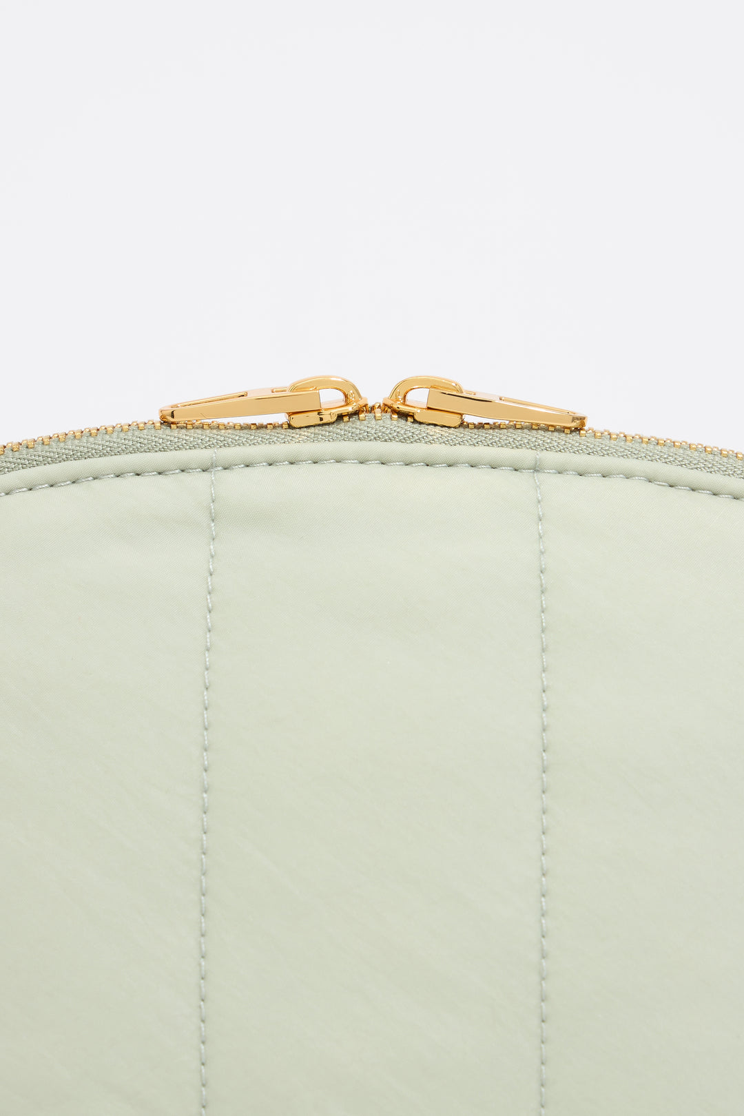 Large aquamarine nylon half-moon make-up case