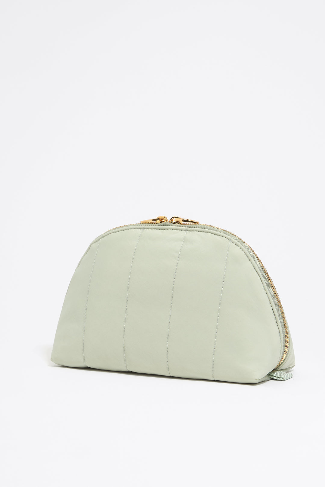 Large aquamarine nylon half-moon make-up case