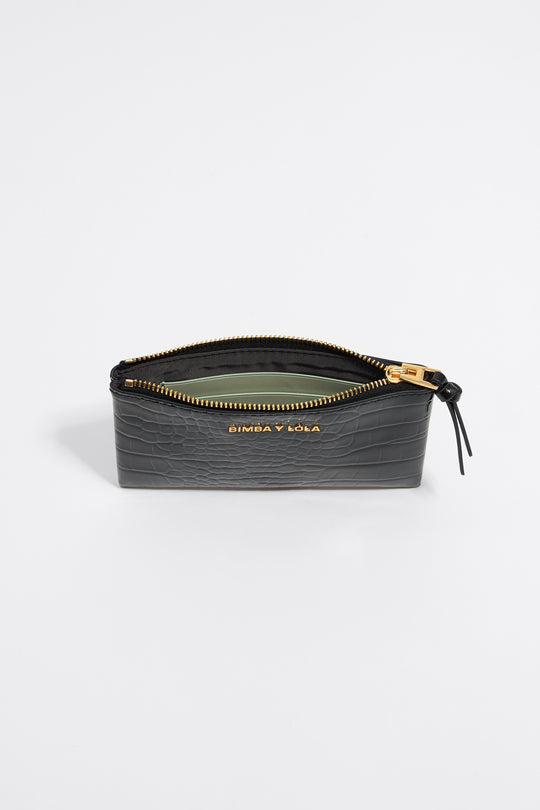Black mock croc coin purse