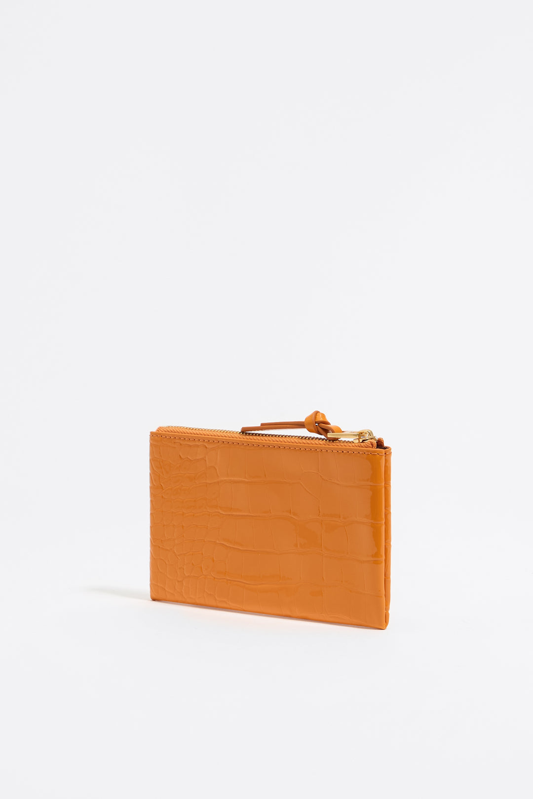 Tangerine mock croc coin purse
