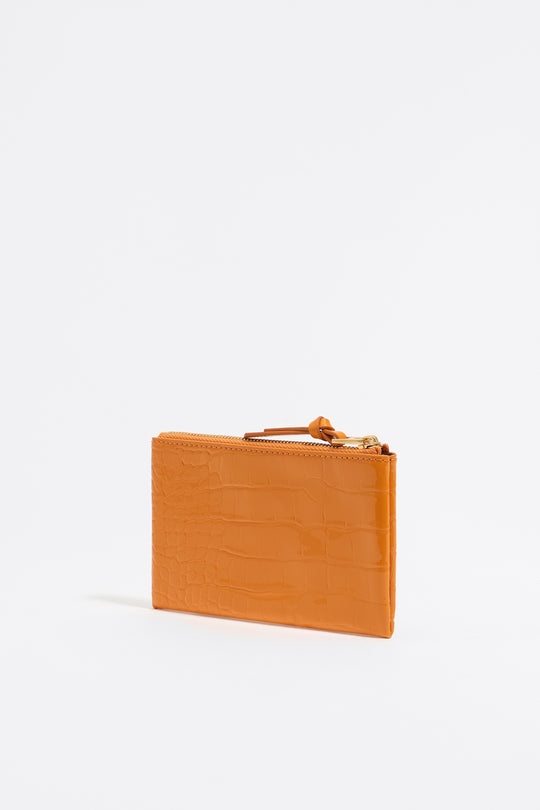 Tangerine mock croc coin purse