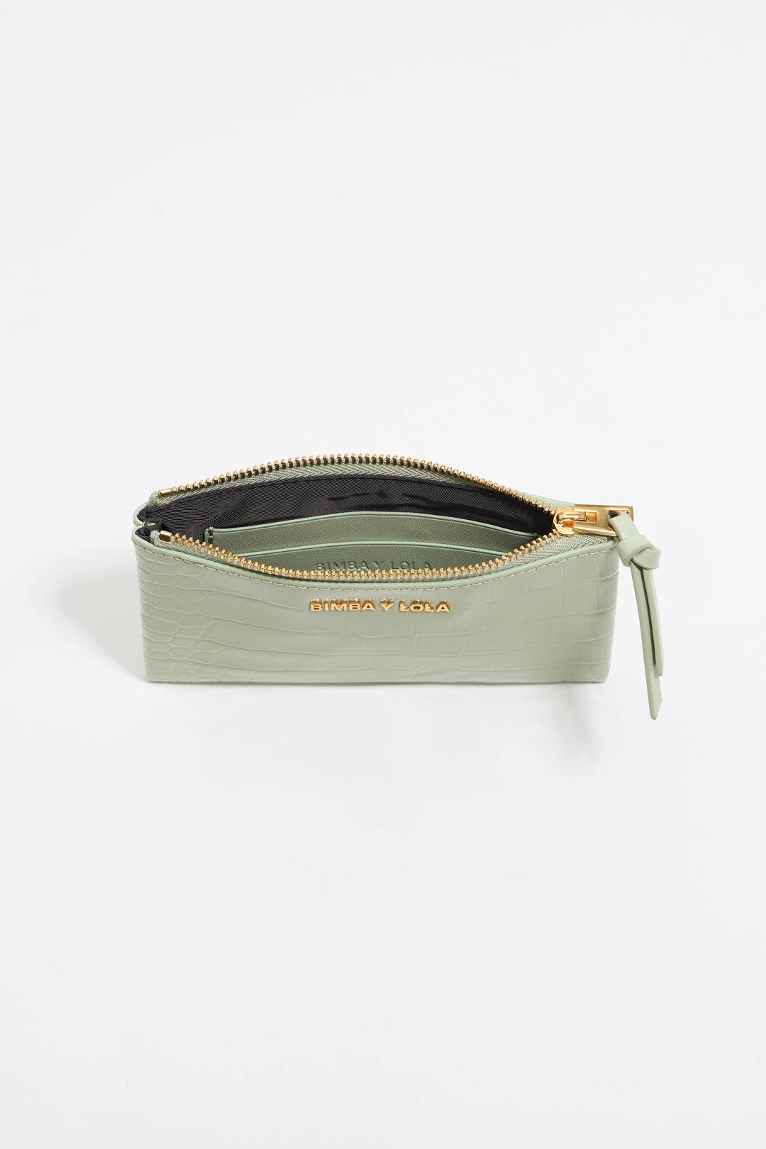 Pastel green mock croc coin purse