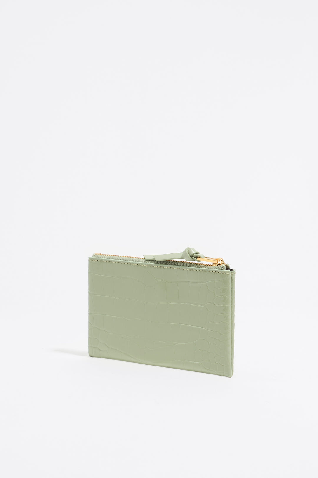 Pastel green mock croc coin purse