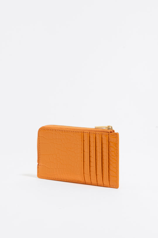 Tangerine mock croc card holder/coin purse