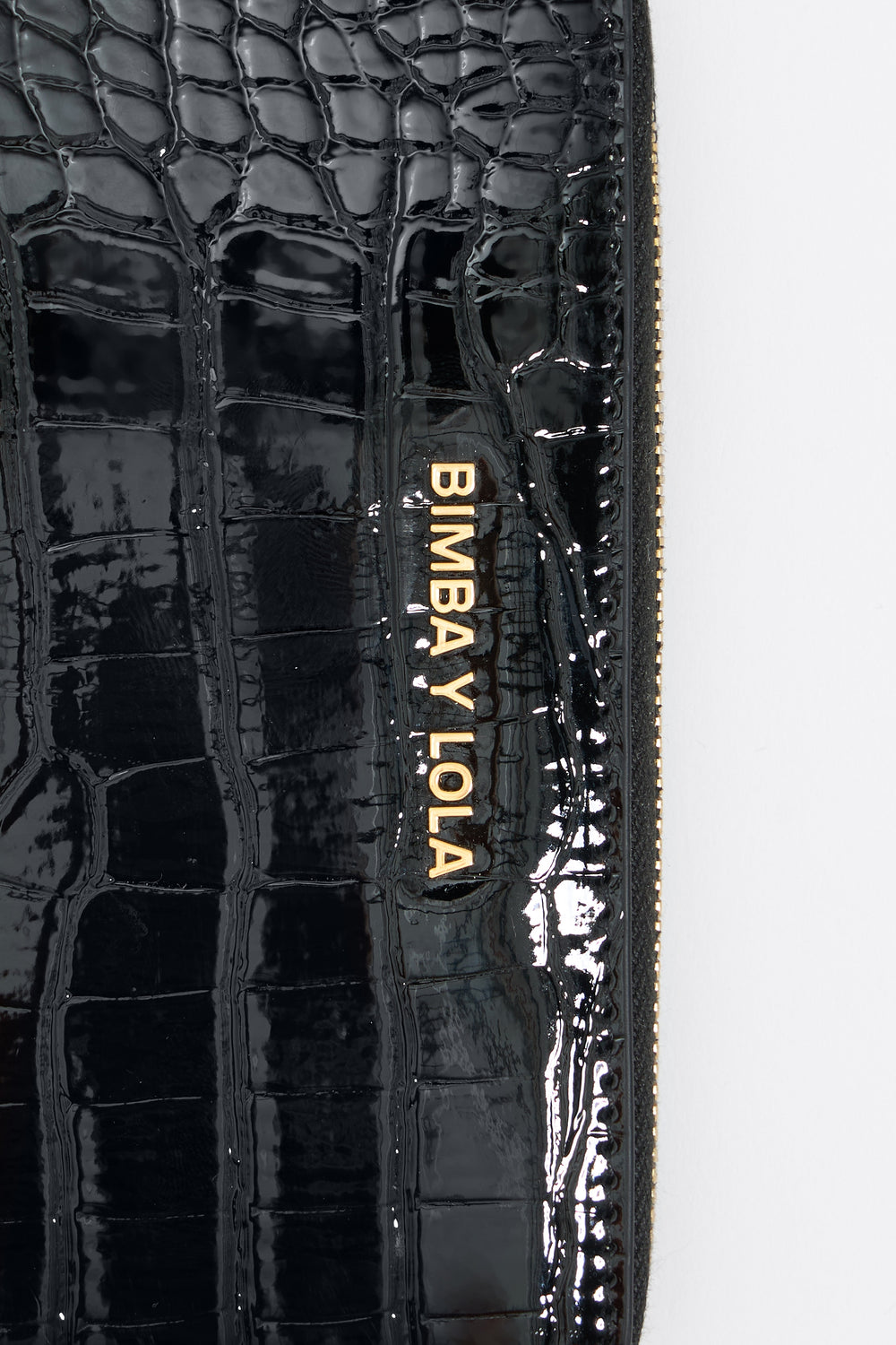 Black mock croc horizontal wallet