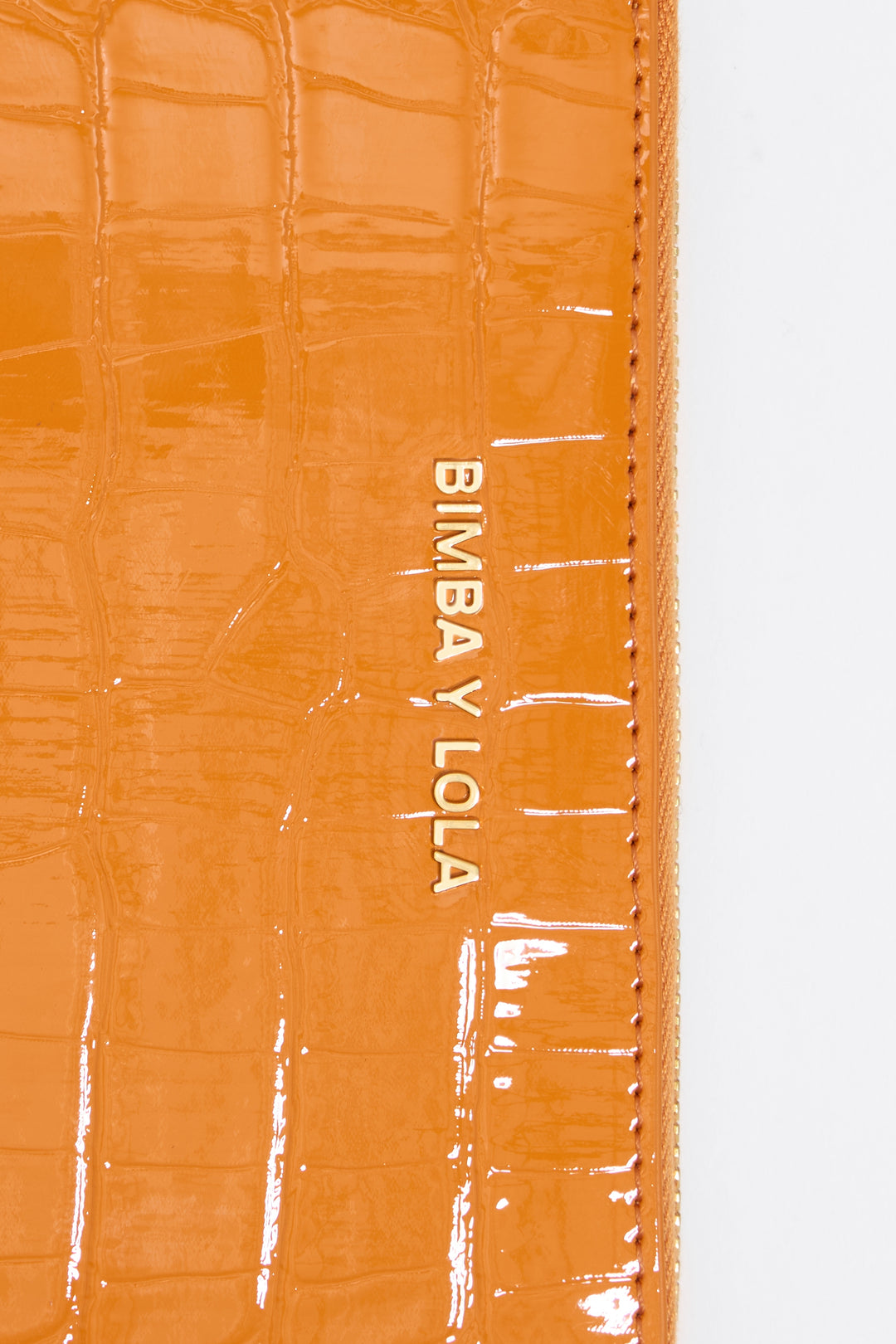 Tangerine mock croc horizontal wallet