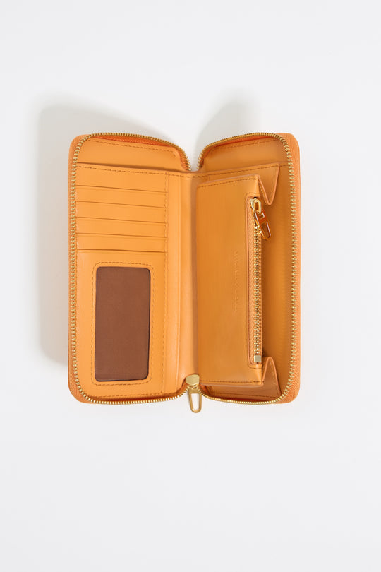 Tangerine mock croc horizontal wallet