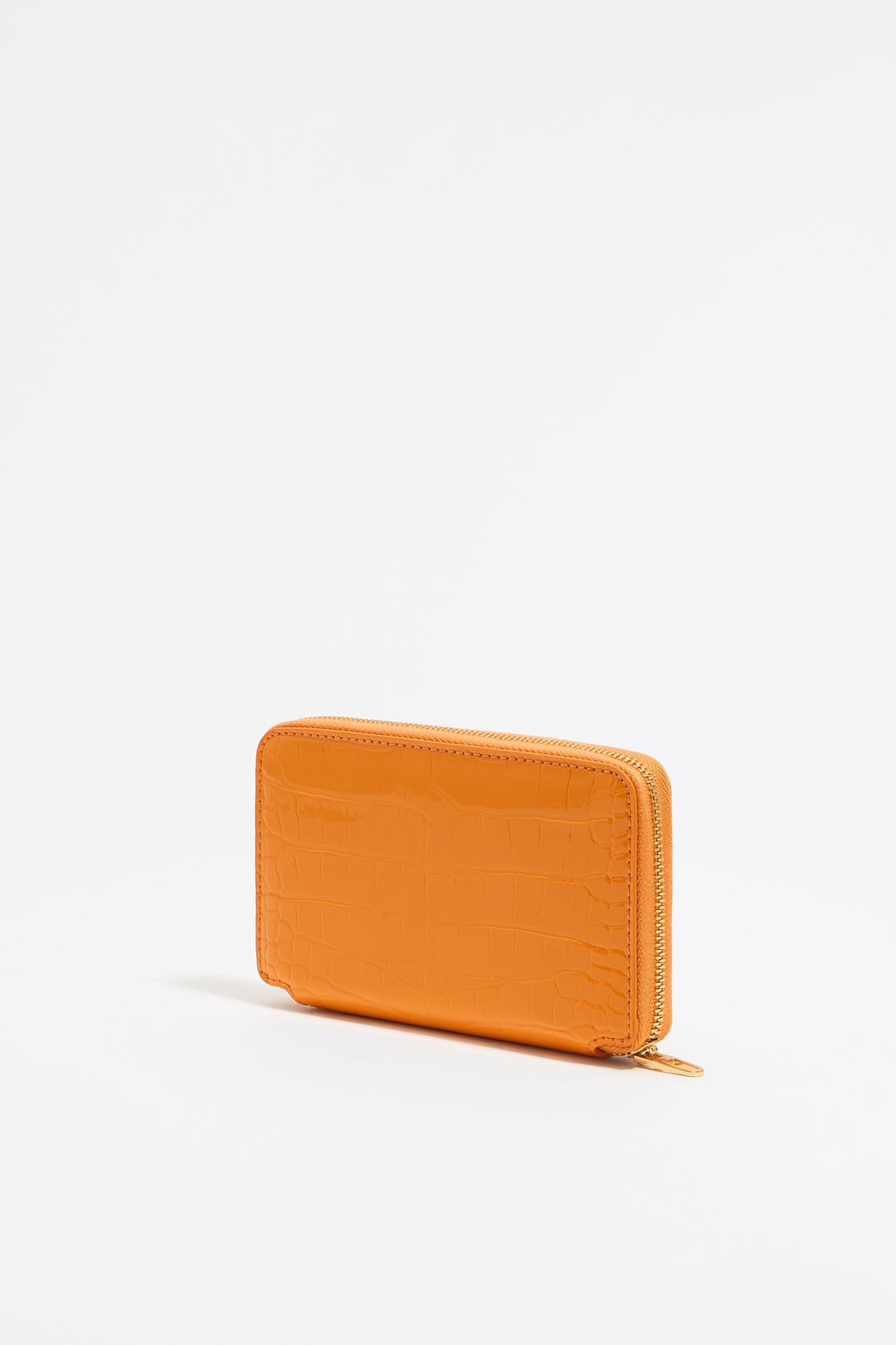 Tangerine mock croc horizontal wallet