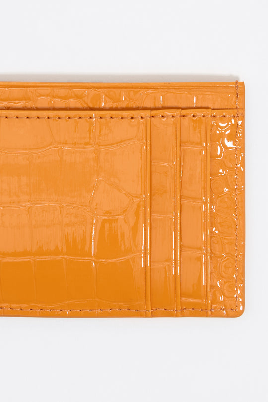 Tangerine mock croc card holder