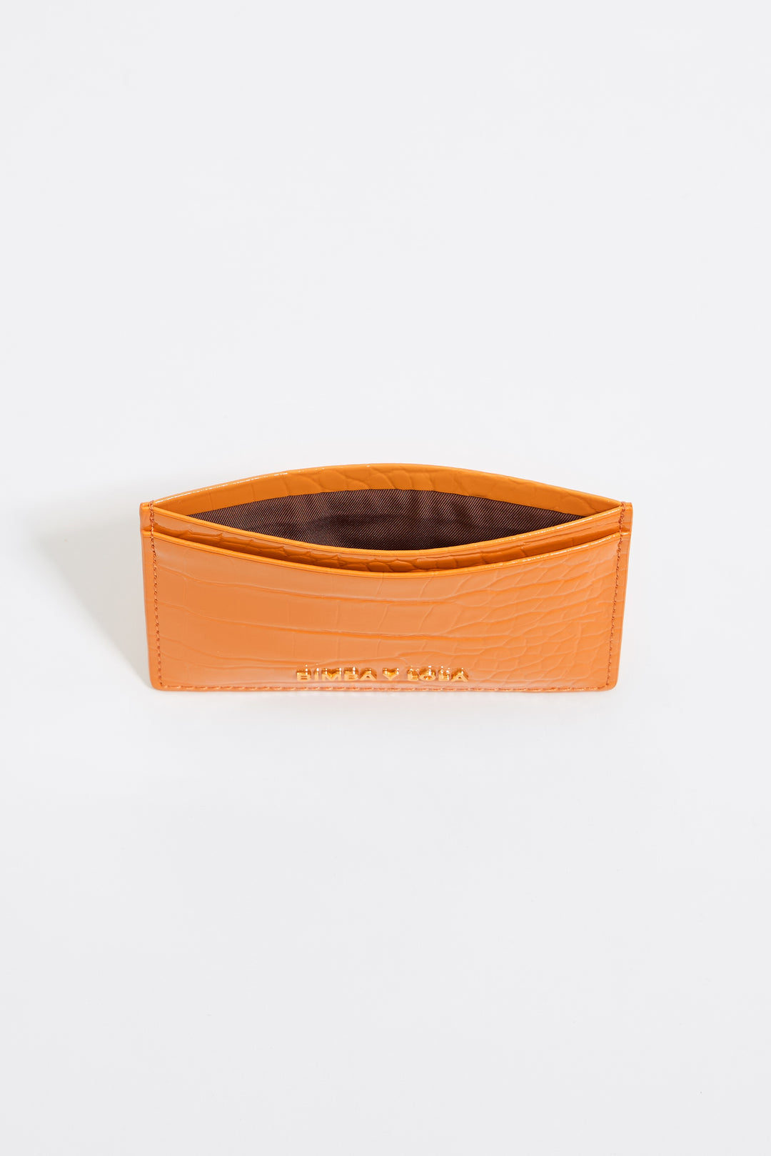 Tangerine mock croc card holder