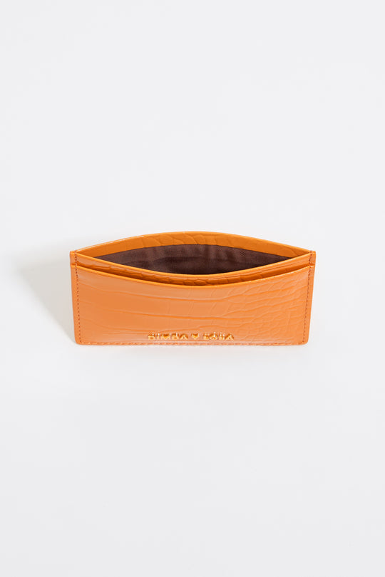 Tangerine mock croc card holder