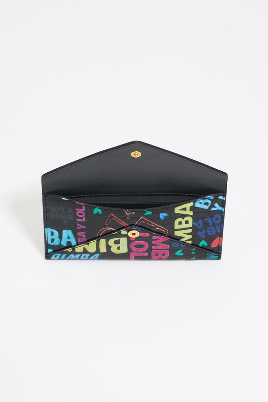 Black mock croc BIMBA logos coin purse