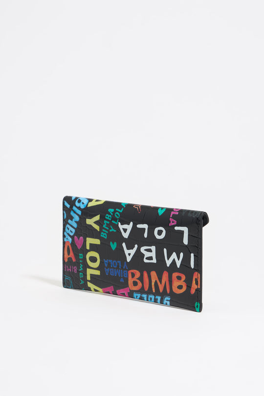 Black mock croc BIMBA logos coin purse