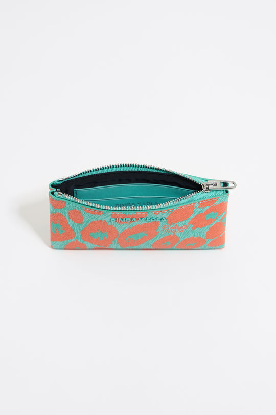 Leopard turquoise coin purse