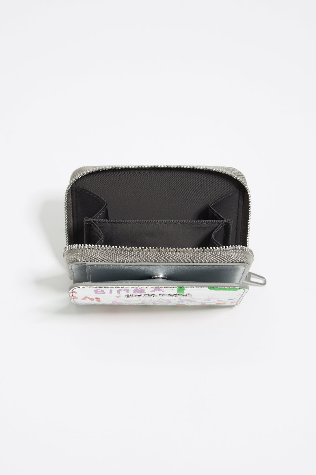 Silver BIMBA logos print compact purse