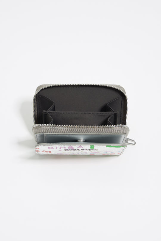 Silver BIMBA logos print compact purse