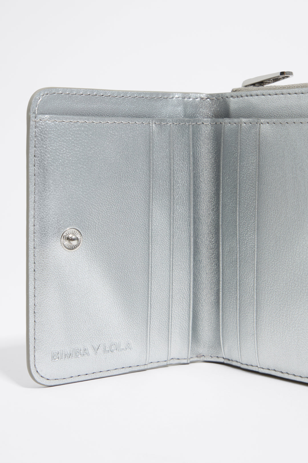 Silver BIMBA logos print compact purse