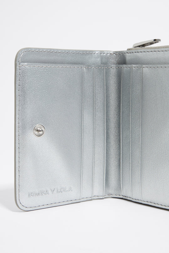 Silver BIMBA logos print compact purse