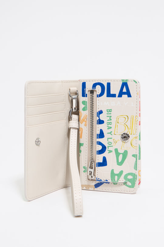 Ivory BIMBA logo print purse with small flap