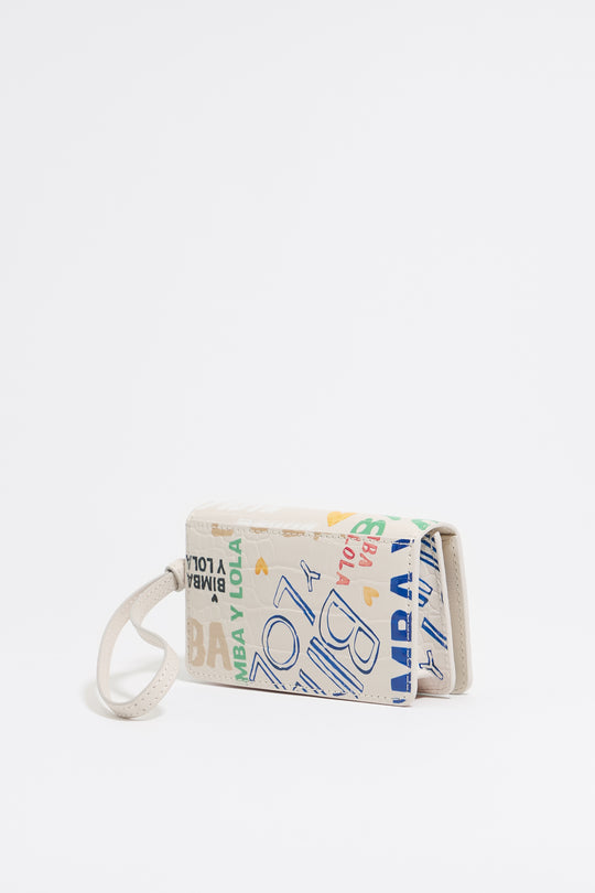 Ivory BIMBA logo print purse with small flap