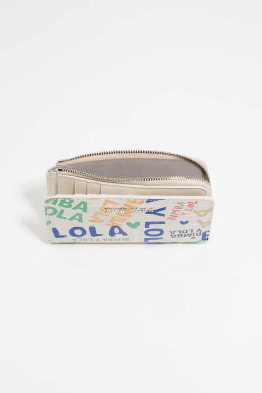 Ivory BIMBA logo print compact purse