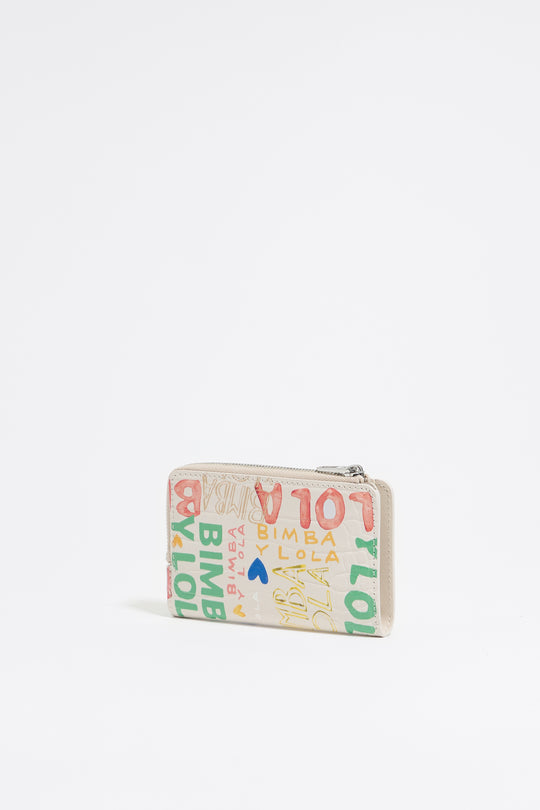 Ivory BIMBA logo print compact purse