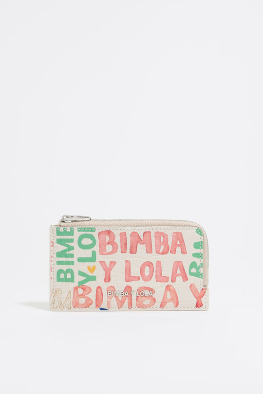 Ivory BIMBA logos print card holder/coin purse