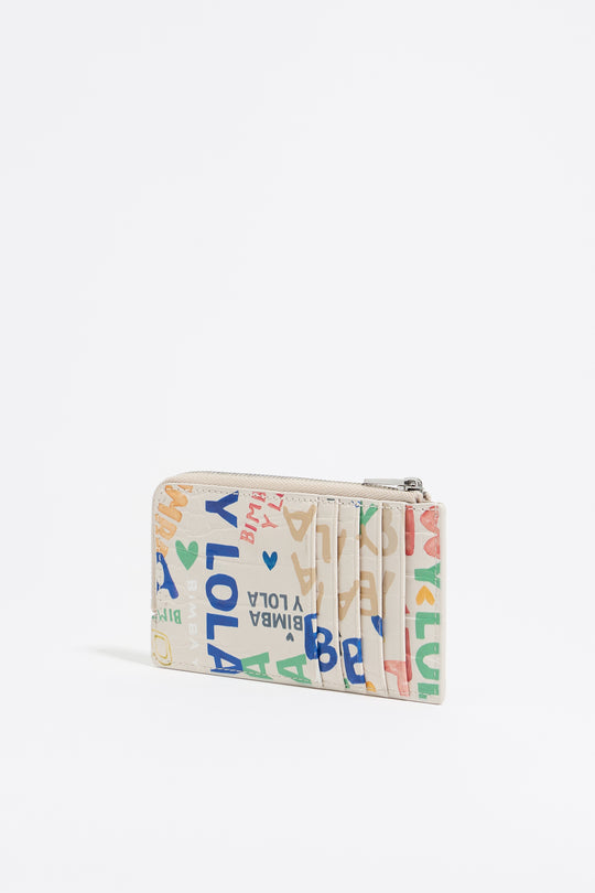 Ivory BIMBA logos print card holder/coin purse
