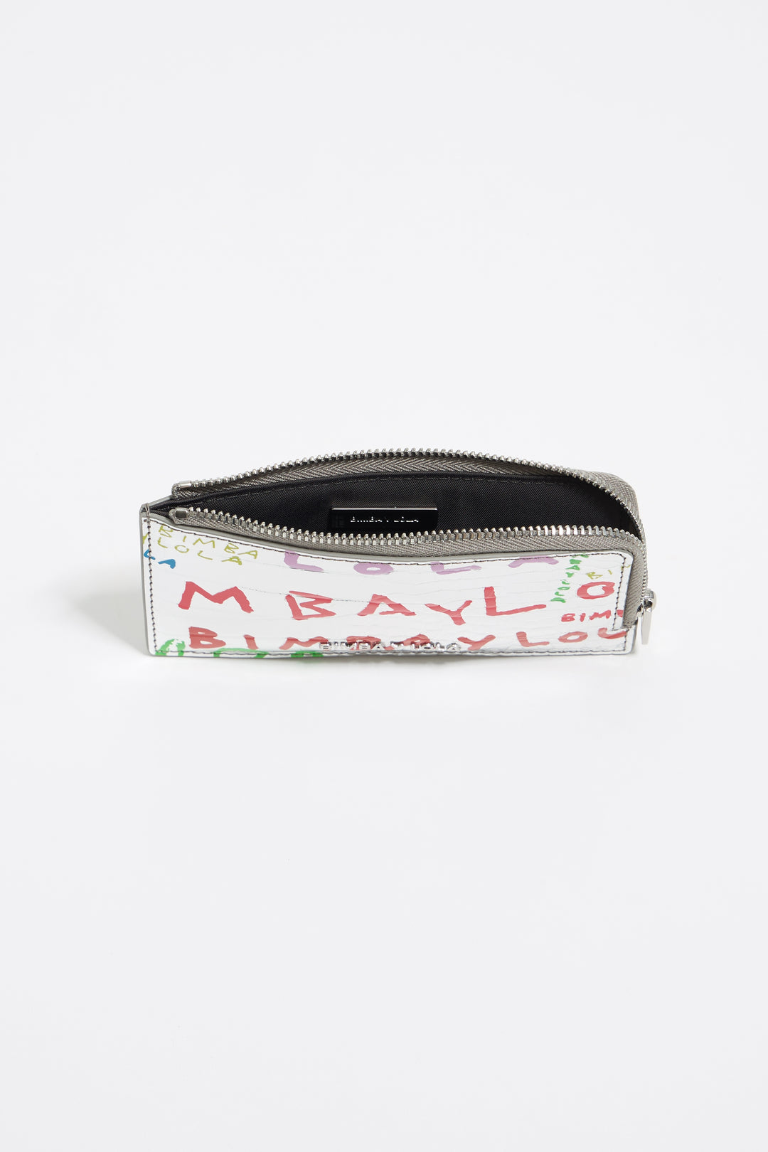 Silver BIMBA logos print card holder/coin purse