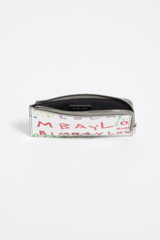 Silver BIMBA logos print card holder/coin purse