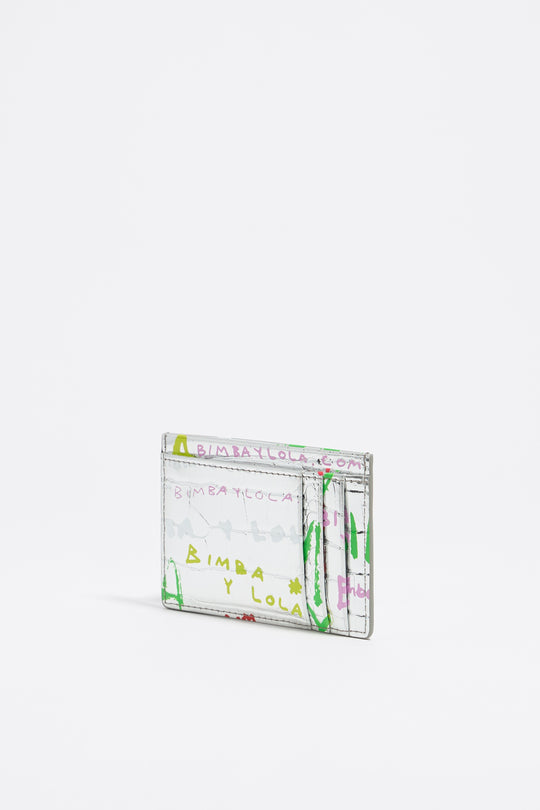 Silver BIMBA logos print card holder
