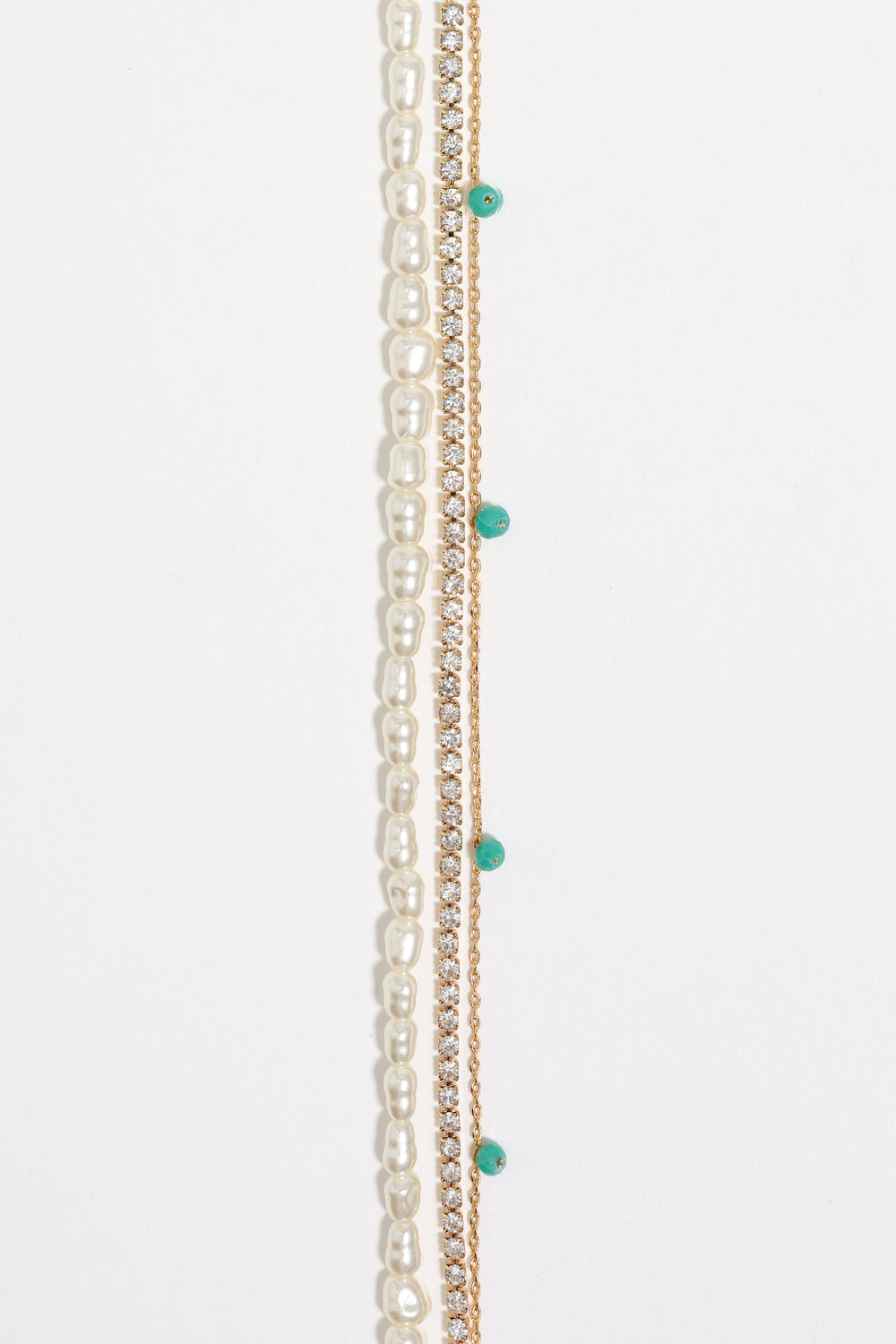 Gold-tone chain and pearl heart logo double-layer necklace