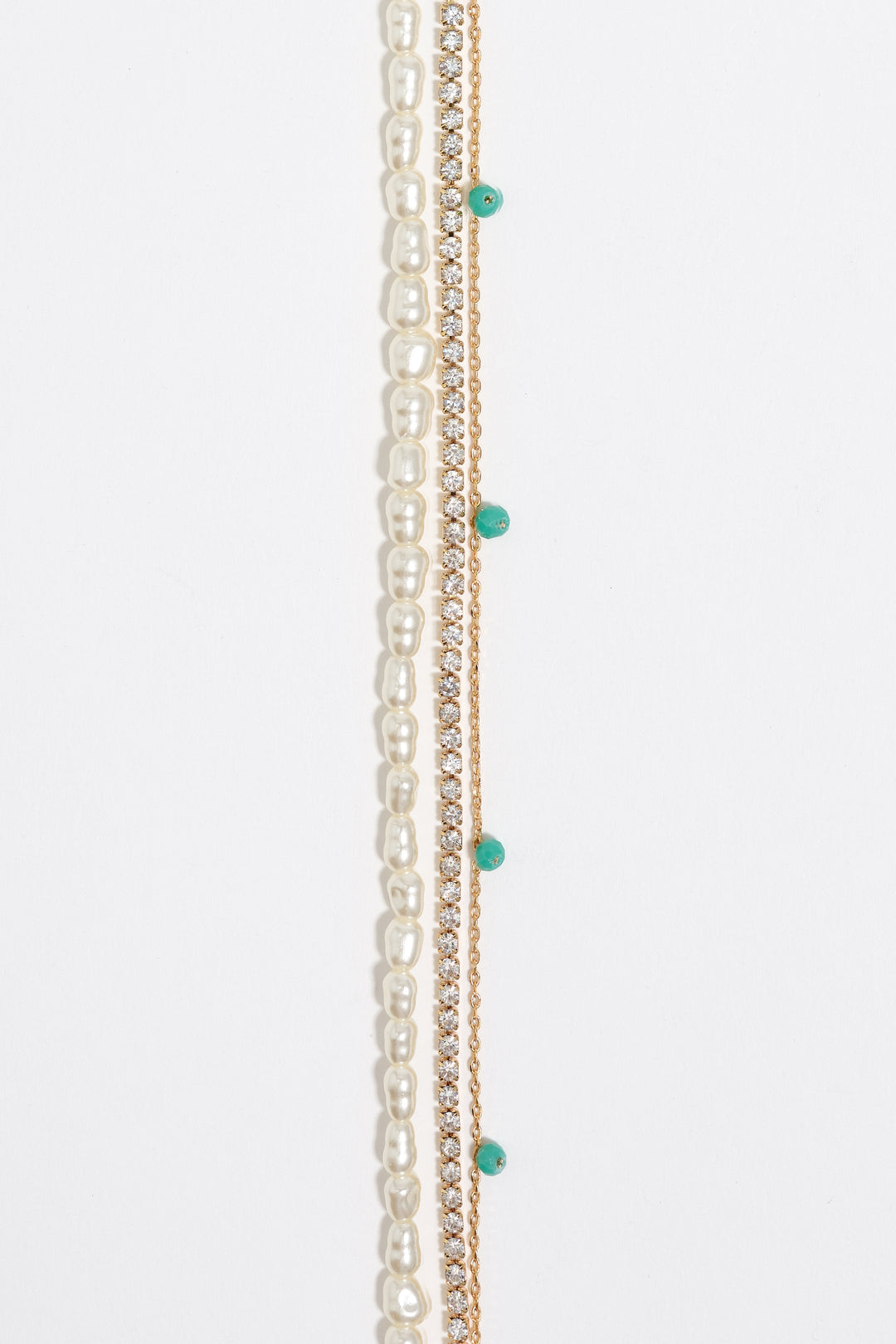 Gold-tone chain and pearl heart logo double-layer necklace